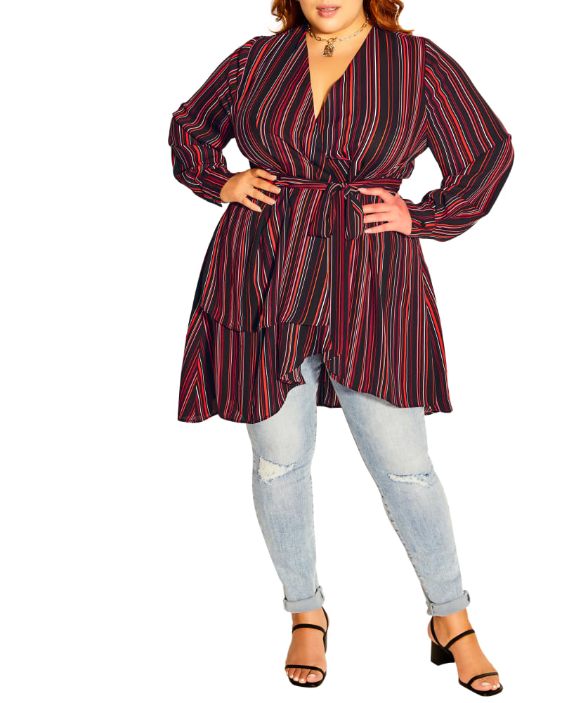 Plus size model wearing Amber Stripe Top by City Chic | Dia&Co | dia_product_style_image_id:186899